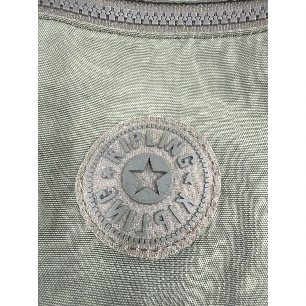 Kipling Elijah Small Crinkle Nylon Backpack Olive Green with Monkey Keychain